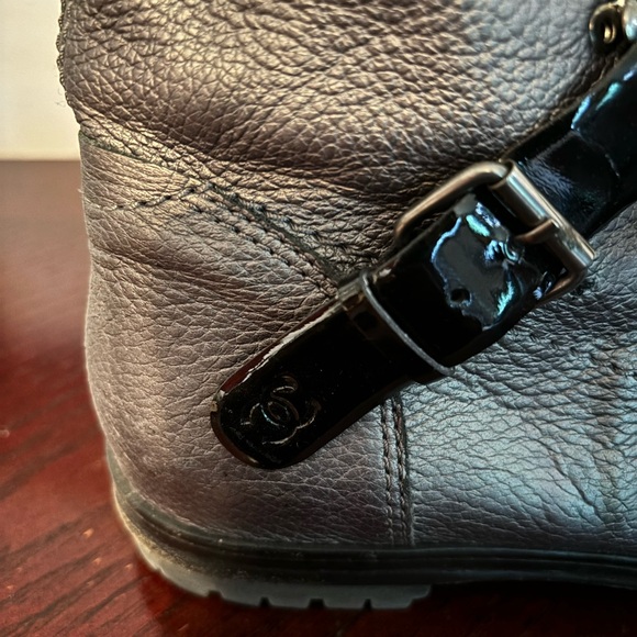 Chanel Patent Leather Cap Toe Combat Boots - Picture 3 of 10
